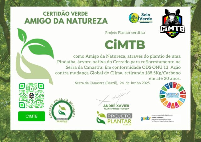 Em parceria com Projeto Plantar, área de inscrição da CiMTB oferece a compra de mudas de árvores