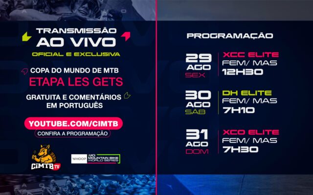 Canal do YouTube da CiMTB transmitirá gratuitamente as etapas da Copa do Mundo de Mountain Bike